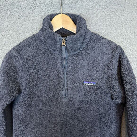 PATAGONIA Sweater Womens S Grey‎ 1/4 Zip Sherpa Fleece Jacket Sweatshirt - Picture 2 of 7